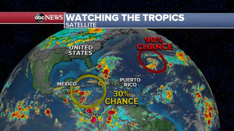 PHOTO: A second disturbance is expected to develop in the western Caribbean in the next 5 days with a 30% chance of development. 
