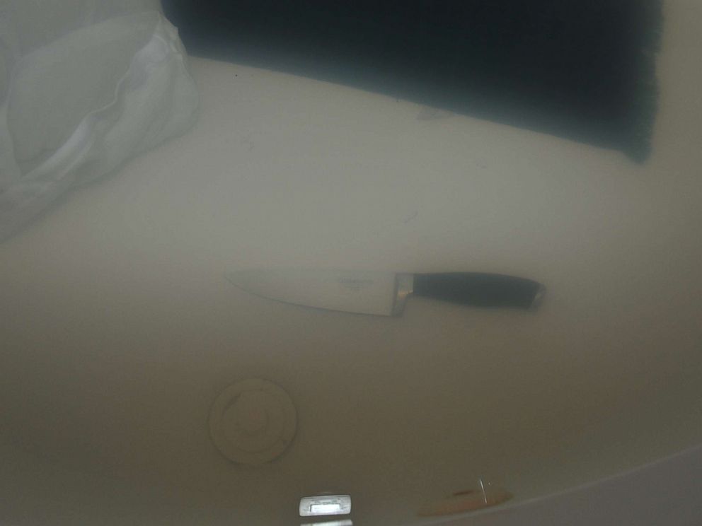PHOTO: The murder weapon was found in the Melgars jacuzzi.