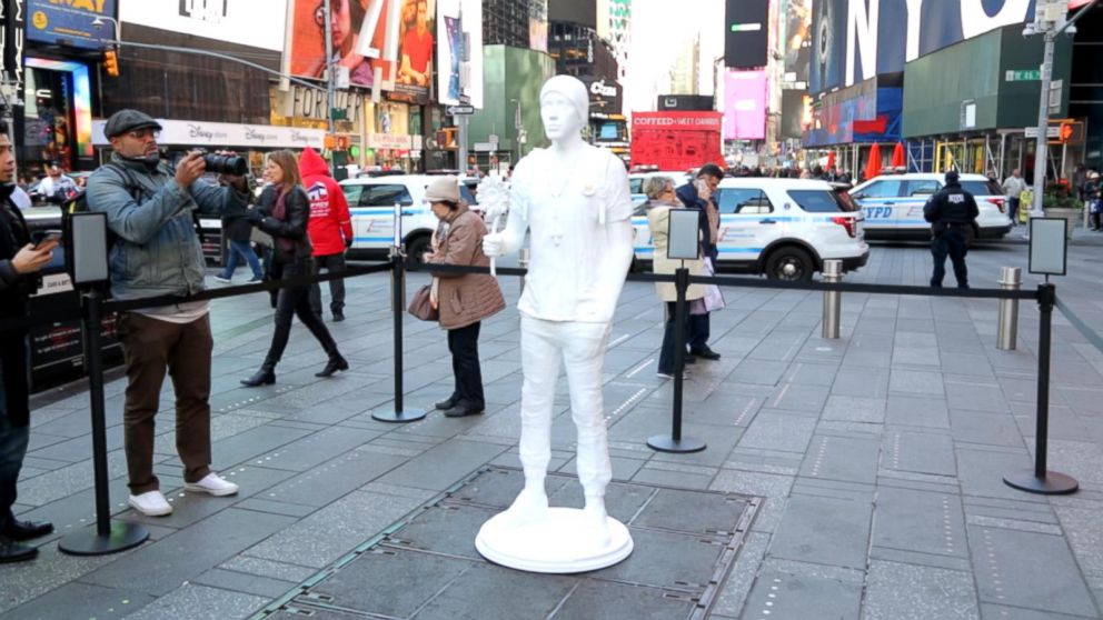 PHOTO: Installation of a 3-D printed activist by nonprofit Change the Ref is a statement against gun violence and meant to encourage voter registration.