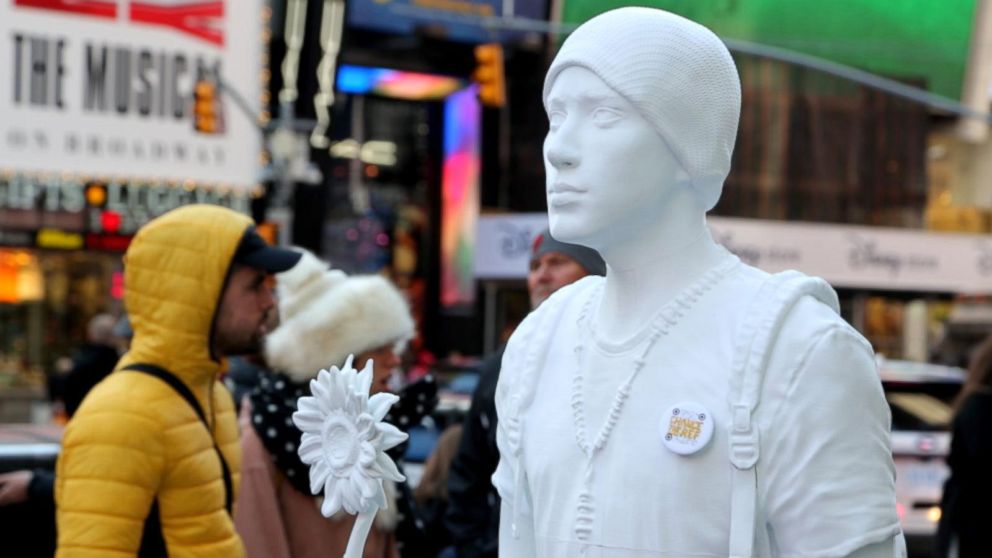 PHOTO: Installation of a 3-D printed activist by nonprofit Change the Ref is a statement against gun violence and meant to encourage voter registration.