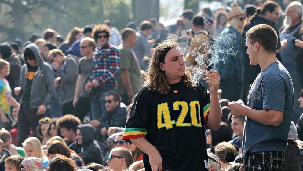 PHOTO: A marijuana user smokes joint at a 420 Day celebration on "Hippie Hill" in Golden Gate Park, April 20, 2010, in San Francisco.