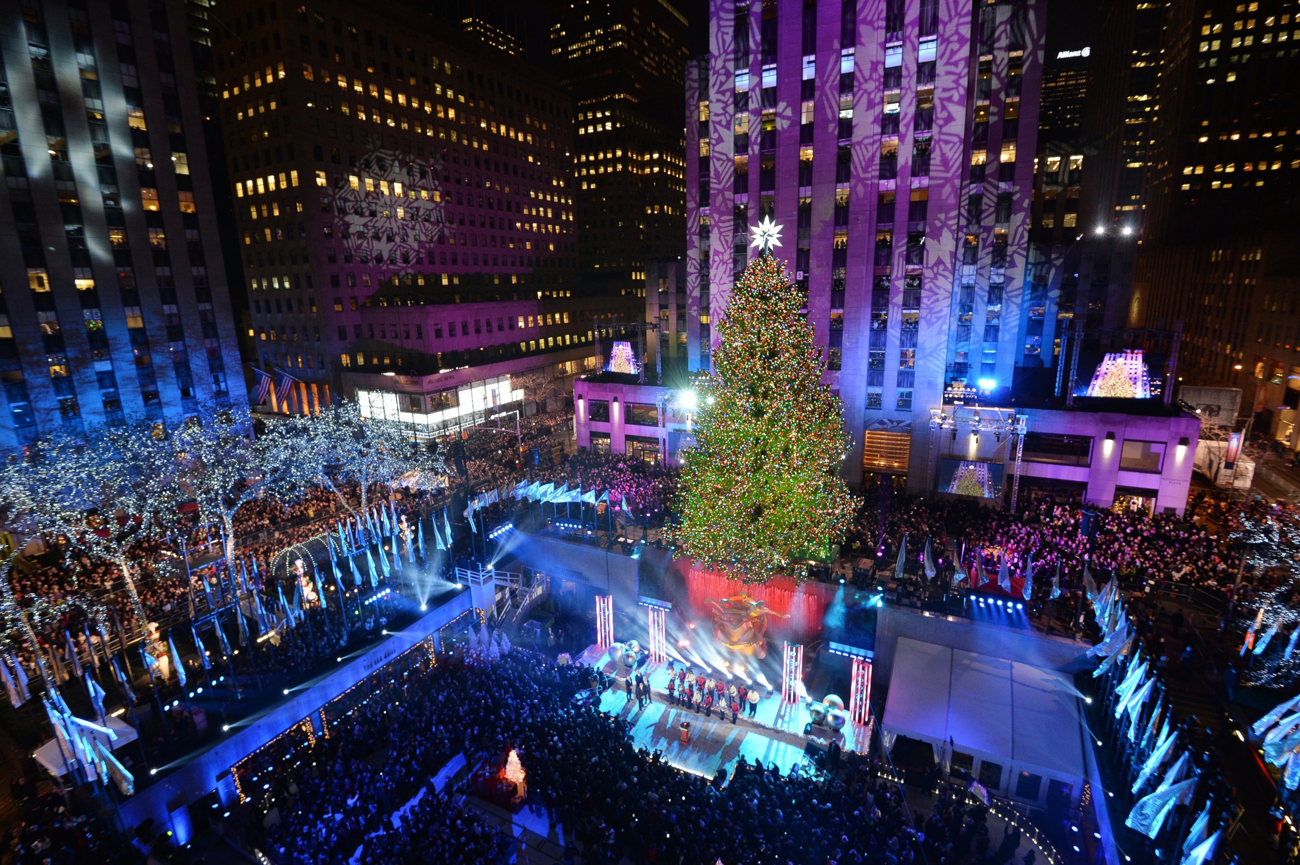 PHOTO: The Rockefeller Center Christmas Tree is lit December 4, 2013 in New York. 