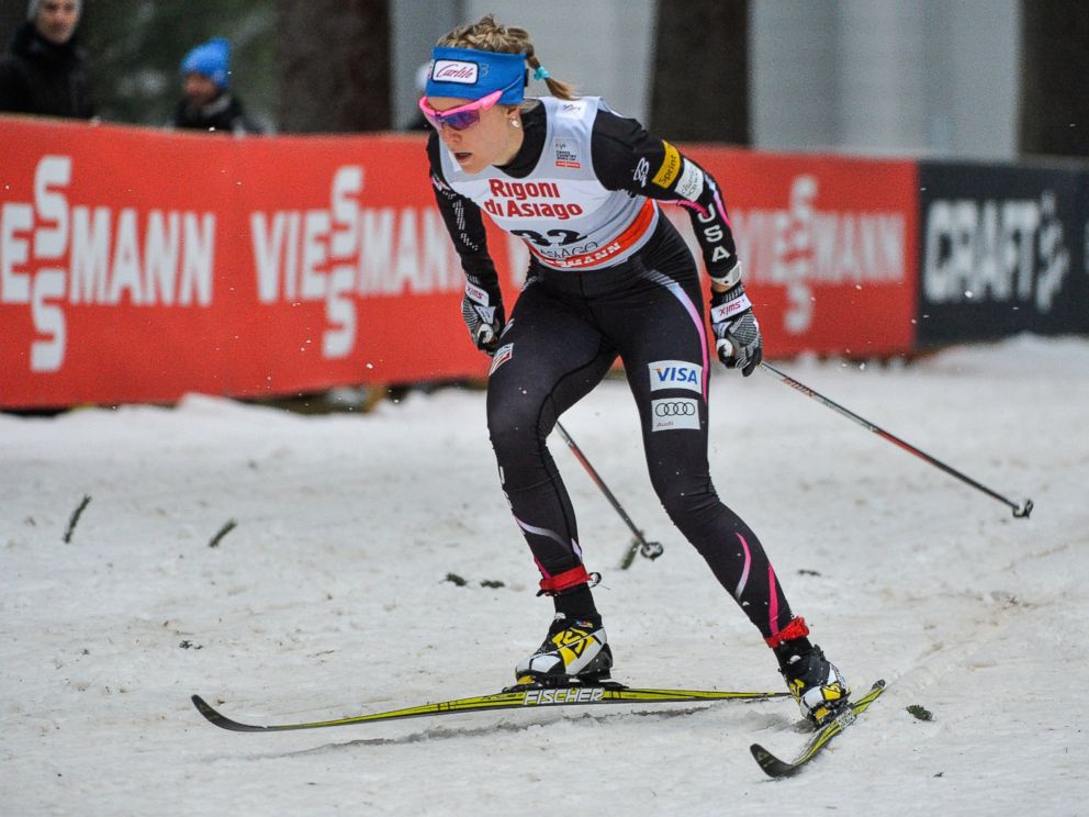 PHOTO: Sadie Bjornsen competes in the Womens 1,25 km Classic Sprint event during the FIS Cross Country skiing World Cup at Millepini stadium in Asiago, northern Italy, Dec. 21, 2013.