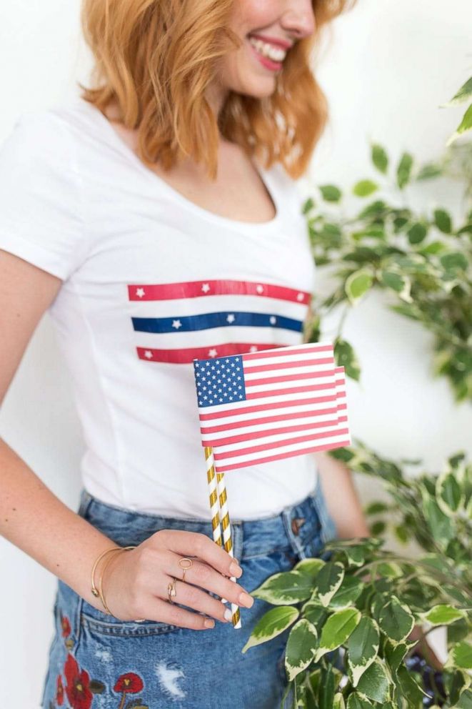 PHOTO: Brit + Co shares easy ways to create festive Fourth of July t-shirts using iron-on decals.