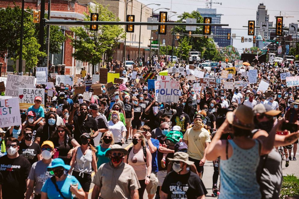 PHOTO: Thousands of protesters take to the streets for the 5,000 Man March in Richmond, Virginia, on June 13, 2020.