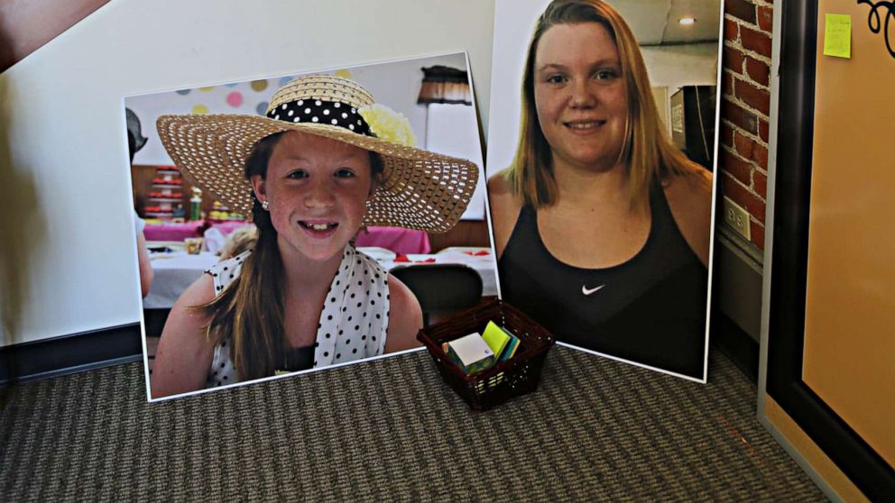 PHOTO: Photos of Abby Williams, left, and Libby German, right, at police headquarters in Adelphi, Indiana.