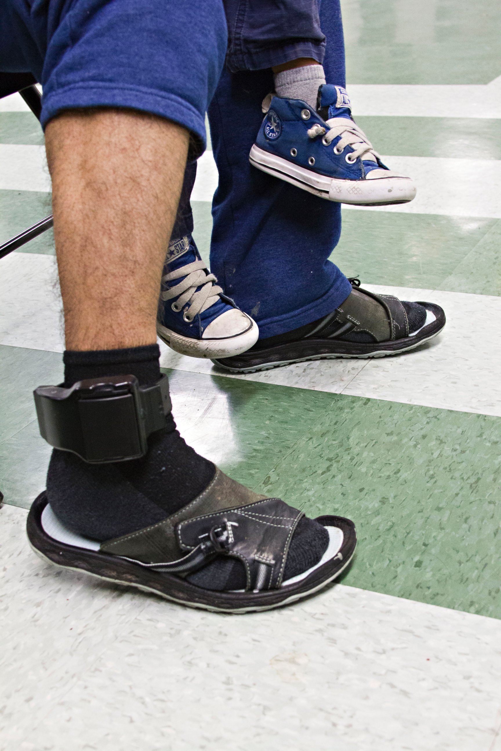 PHOTO: Javier Flores Garcia wears an ankle bracelet that allows Immigration and Customs Enforcement (ICE) to know where he is at all times. 