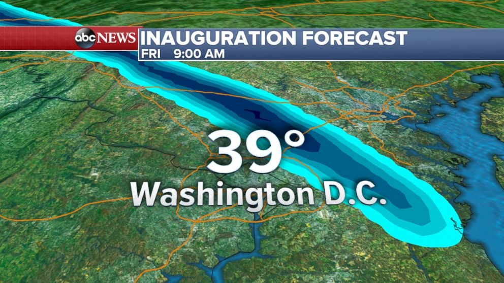 PHOTO: Rain1: Inauguration Weather Forecast at 9AM for Washington, D.C.