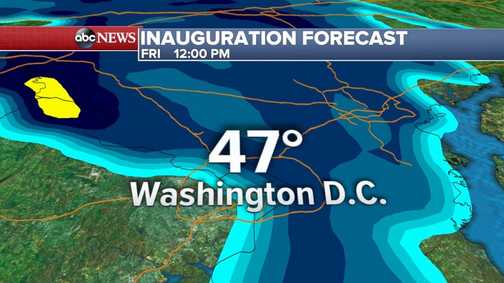 PHOTO: Rain2: Inauguration Weather Forecast at 12PM for Washington, D.C.
