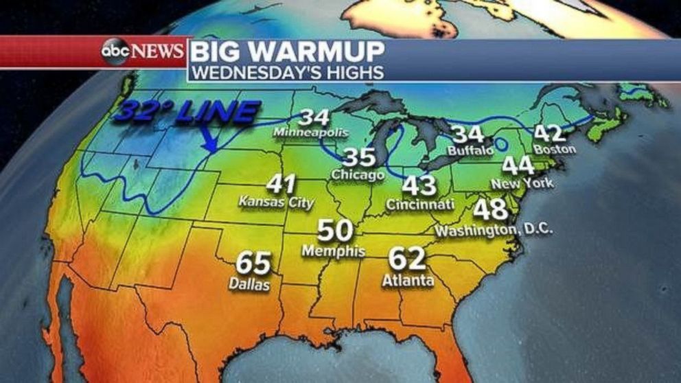 PHOTO: Two-thirds of the country will experience mild temperatures for the Christmas holiday weekend. 