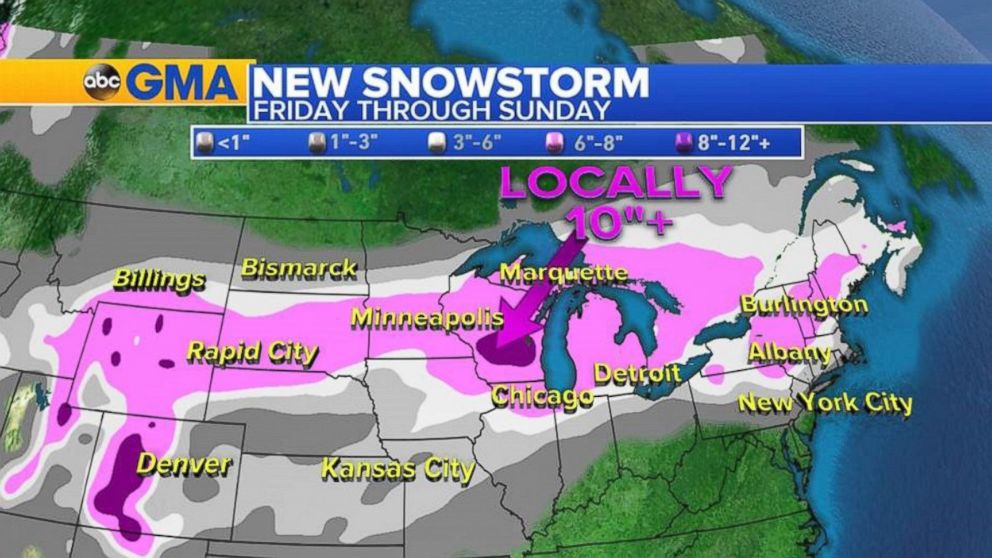 PHOTO: The winter storm will bring heavy snow as it moves into the upper Midwest and the Great Lakes regions on Friday.