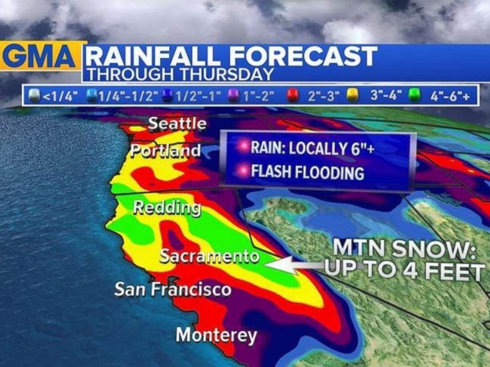 PHOTO: Copious amounts of rain are in the forecast for the west coast through the end of the week.