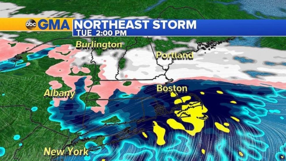 PHOTO: Ice and snow will be moving through the Hudson Valley into southern New England before changing to heavy rain in and around Boston on Feb. 7, 2017.