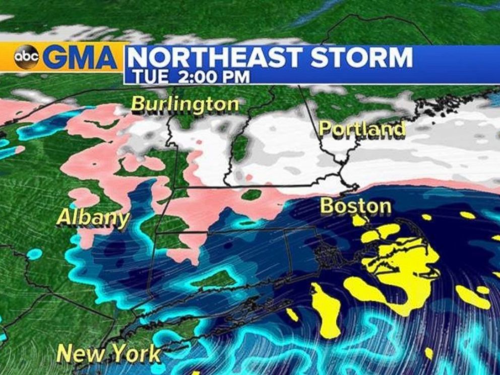 PHOTO: Ice and snow will be moving through the Hudson Valley into southern New England before changing to heavy rain in and around Boston on Feb. 7, 2017.