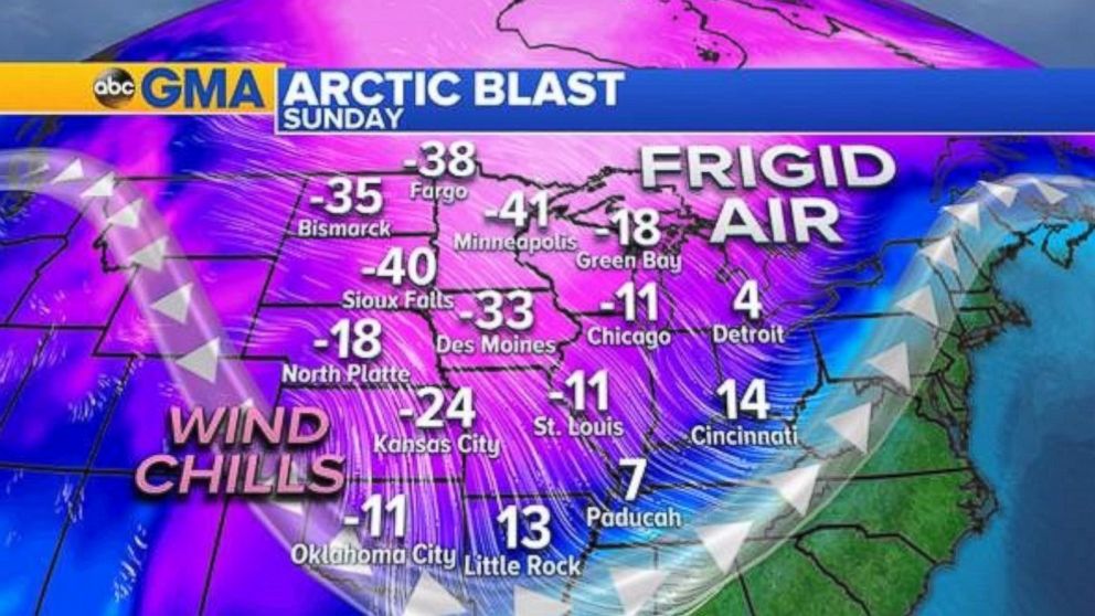 PHOTO: An arctic blast will sweep in to the Midwest region Sunday morning as the winter storm moves out.