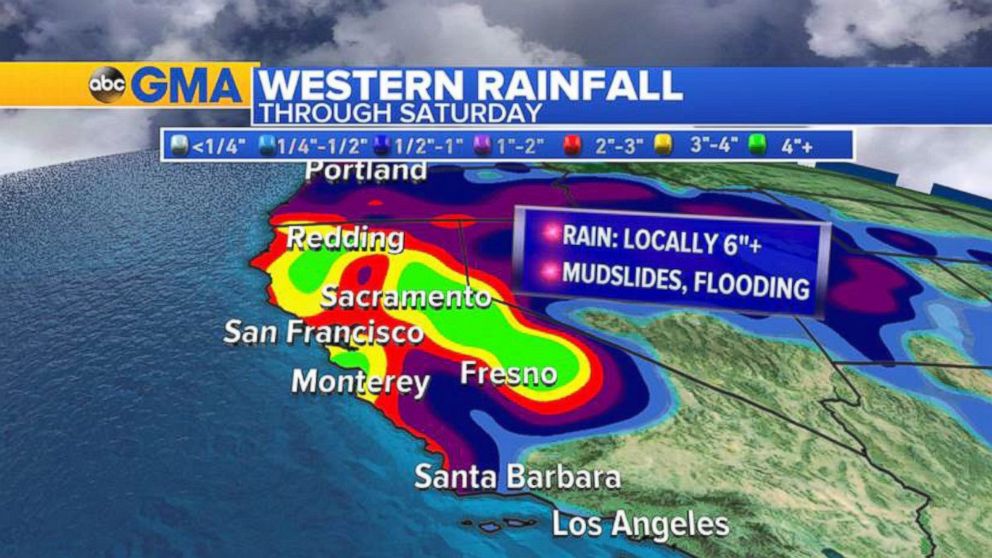 PHOTO: Heavy rain is set to soak California this week, threatening floods and mudslides.