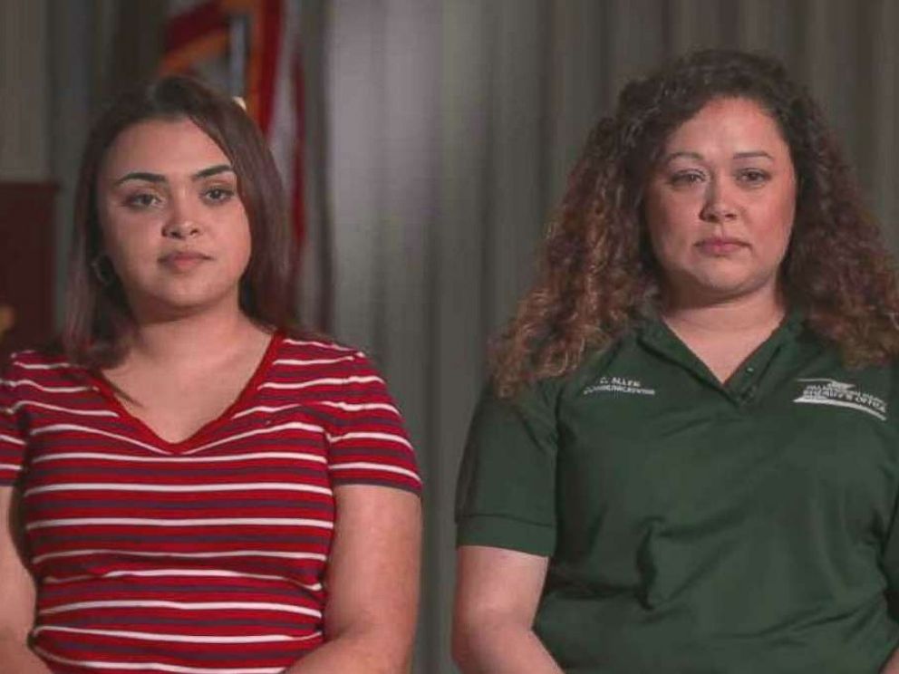 PHOTO: Amanda Antonio, left, said she felt as if shed met an angel on Thursday, Jan. 03, 2019, when she was introduced to 911 dispatcher Cheyanne Allen, right, who helped save her life.