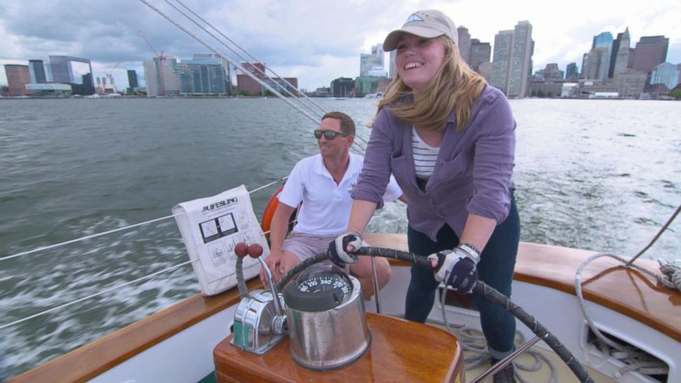 Jaycee Dugard, who is shown here sailing, got to go on a ship called the Adirondack III in June.