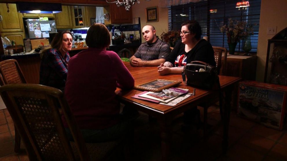 PHOTO: Janet Barnicoat (left), Dean Hundorf (second from the right), and Julie Hutchison (right) listen to their mother reveal why she abandoned them as babies at separate times through the years.