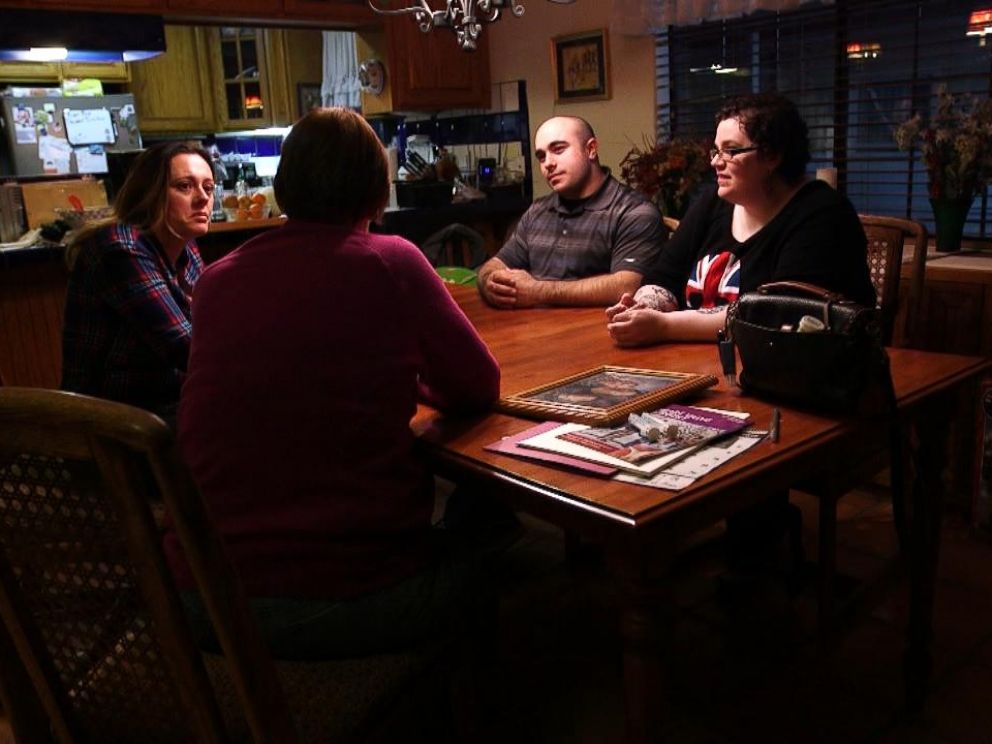 PHOTO: Janet Barnicoat (left), Dean Hundorf (second from the right), and Julie Hutchison (right) listen to their mother reveal why she abandoned them as babies at separate times through the years.