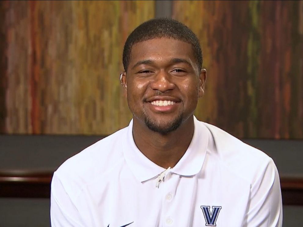 PHOTO: After making the game-winning shot for the NCAA Mens Basketball Championship, Villanova Universitys Kris Jenkins appeared on Good Morning America.