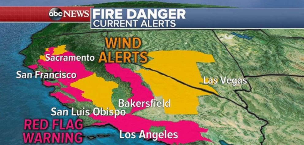 PHOTO: Wind alerts will fan the flames of the Southern California wildfires.