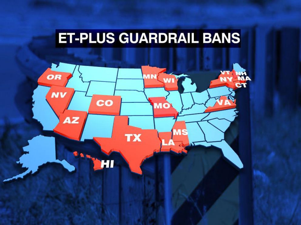 PHOTO: 17 states have suspended installation of the ET-Plus guardrail system.