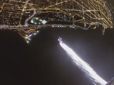 VIDEO: An aerial stunt performed by the Red Bull Air Force led to reports of meteors over the Windy City.