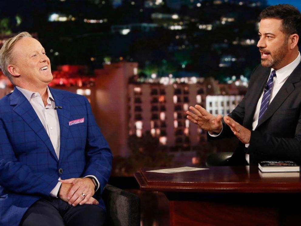 PHOTO: Sean Spicer appeared Jimmy Kimmel Live to promote his new book “The Briefing: Politics, The Press, and The President.”