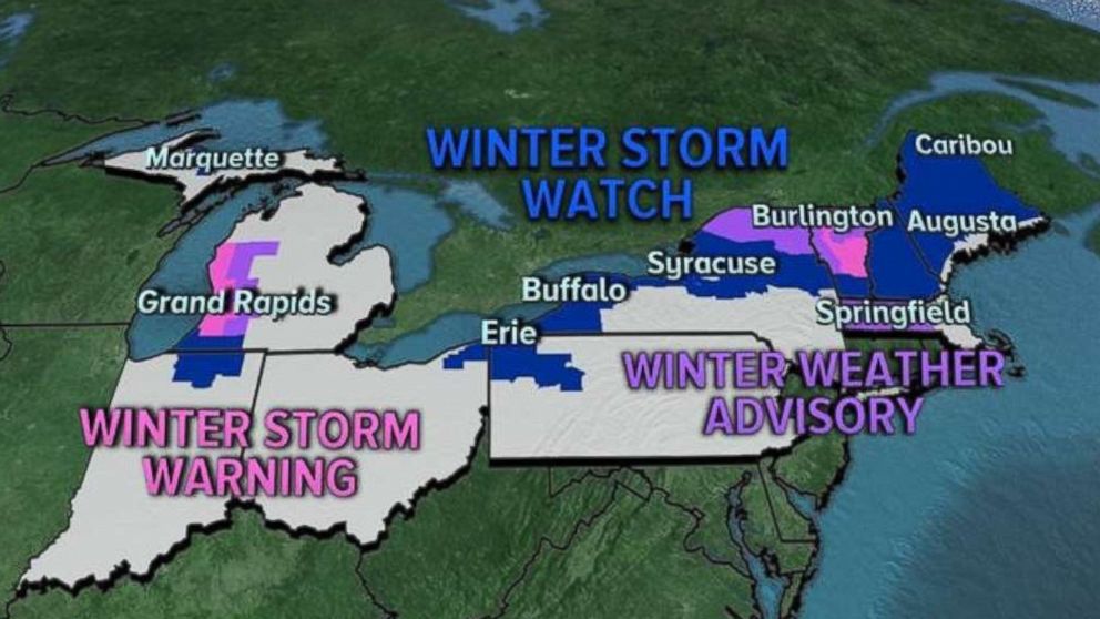 PHOTO: The NWS issued Winter Storm Watches and Warnings for nine states on Monday. 
