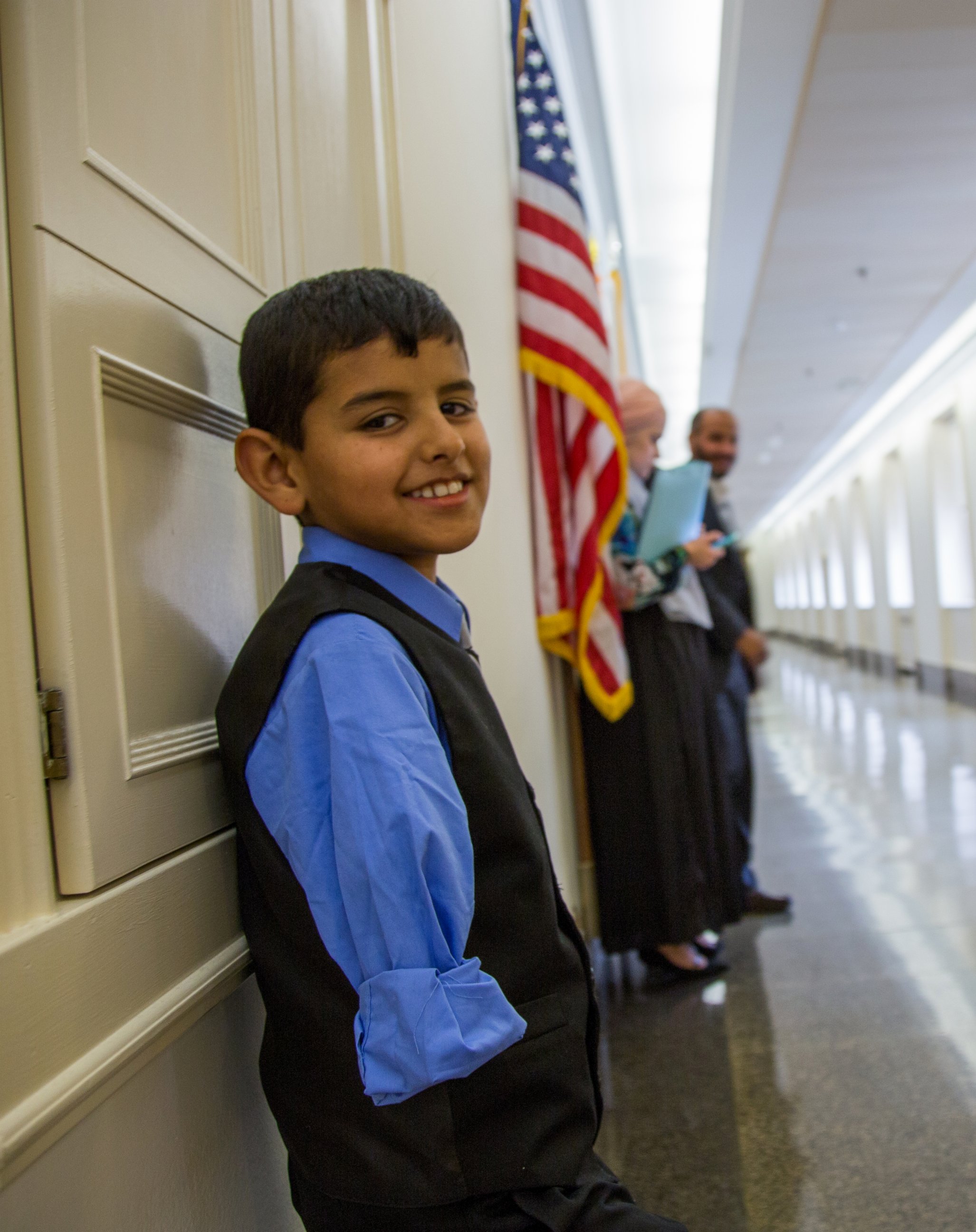 PHOTO: Ahmad Alkhalaf, 9, lost both of his arms after an airstrike hit his Syrian refugee camp. He is Congressman Seth Moulton's guest for the State of the Union. 