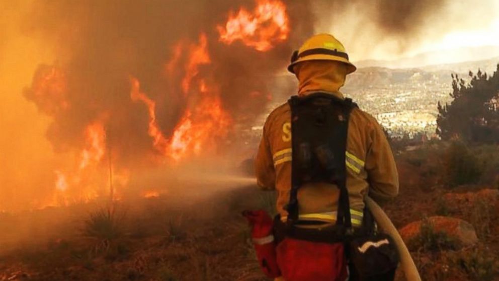 Hundreds of firefighters were sent to battle a blazing wildfire near Sedona, Ariz. on May 21, 2014.	