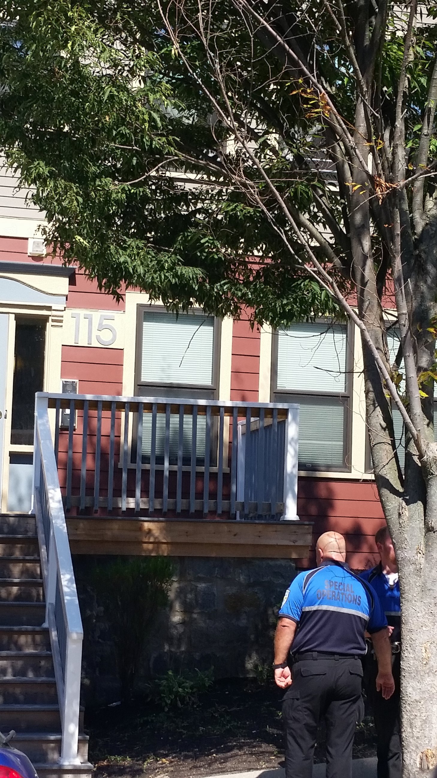 PHOTO: House where police executed a search warrant in Dorchester, Mass., in connection to the Baby Doe case.  