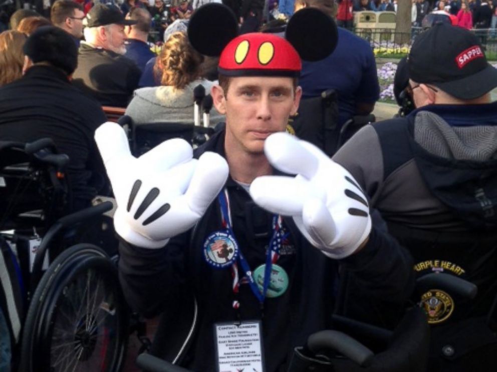 PHOTO: Triple-amputee Bryan Anderson was one of the wounded soldiers who actor Gary Sinise brought to Disneyland during a three-day, all-expenses paid trip.