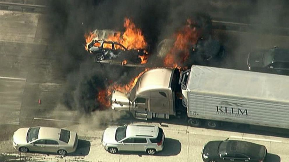 PHOTO: A fast-moving wildfire swept across a freeway in a Southern California, July 17, 2015.