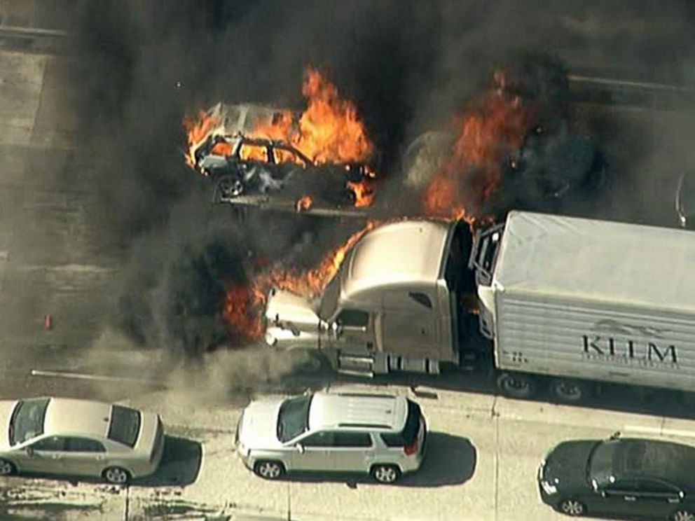 PHOTO: A fast-moving wildfire swept across a freeway in a Southern California, July 17, 2015.
