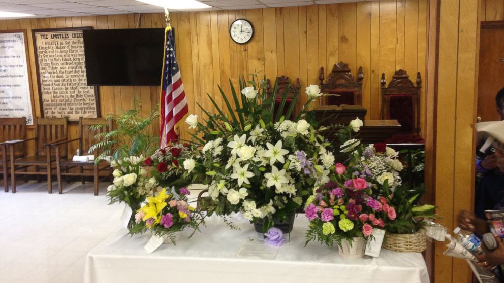 PHOTO: A memorial of flowers in the bible study room for the victims of the shooting at Charleston's Emanuel African Methodist Episcopal Church is pictured here on April 21, 2015. 