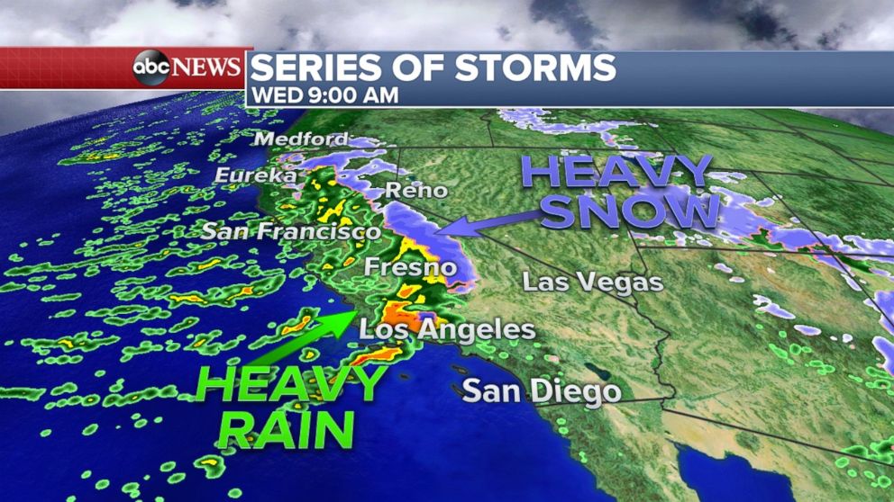 PHOTO: Another storm will bring heavy rain and snow to California by Wednesday morning.