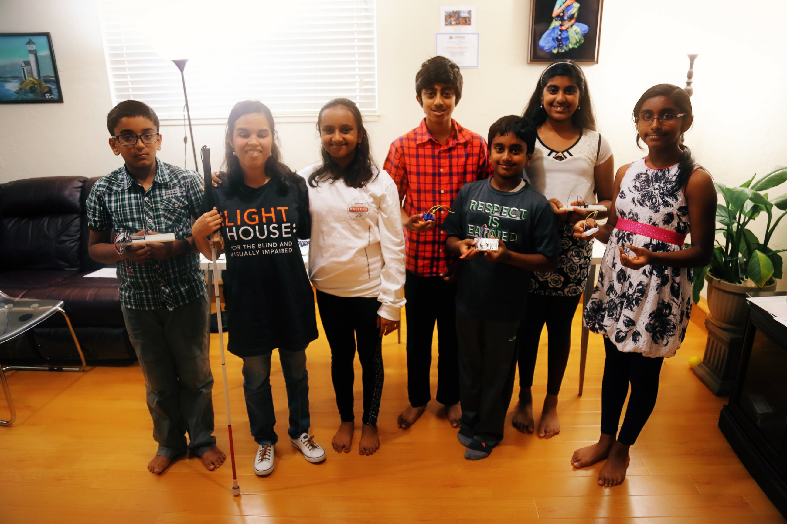 PHOTO: Hari Bhimaraju, 12, poses with her "Monkey Science" students at home in Cupertino, California.