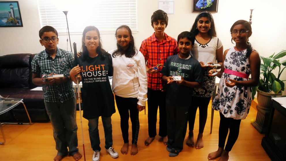 PHOTO: Hari Bhimaraju, 12, poses with her "Monkey Science" students at home in Cupertino, California.
