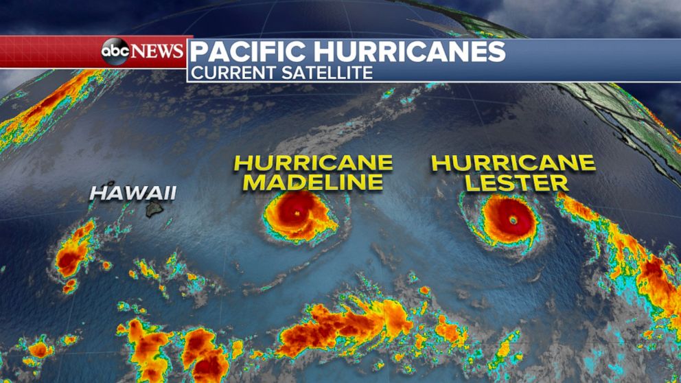 PHOTO: Satellite of Pacific Hurricanes Madeline and Lester.