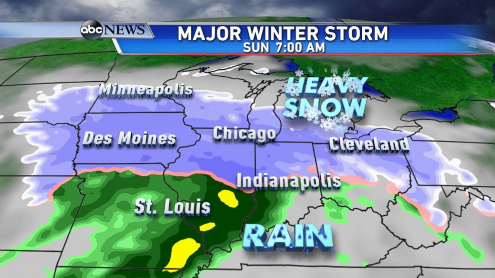 PHOTO: Heavy snow is forecast for areas north of I-80 on Sunday morning.
