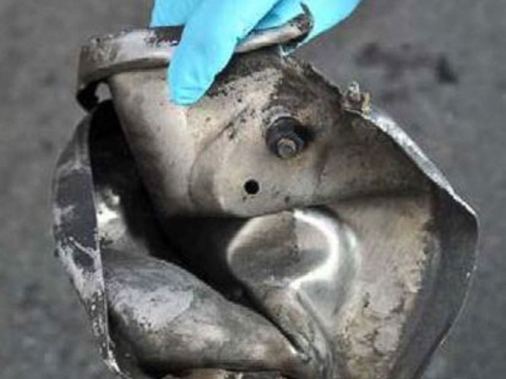 PHOTO: A photograph of a piece of one of the Boston Marathon bombs, taken as evidence.