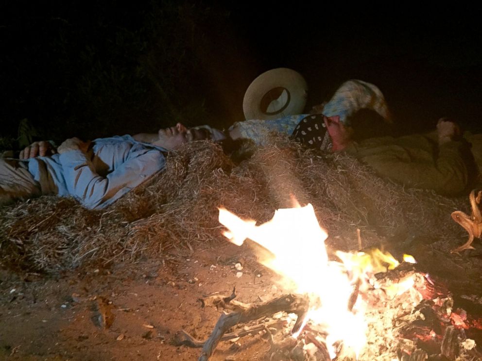 PHOTO: ABC News' Matt Gutman is pictured sleeping in a bed of dry sea grass in a survival test on Tiburon Island in Mexico.
