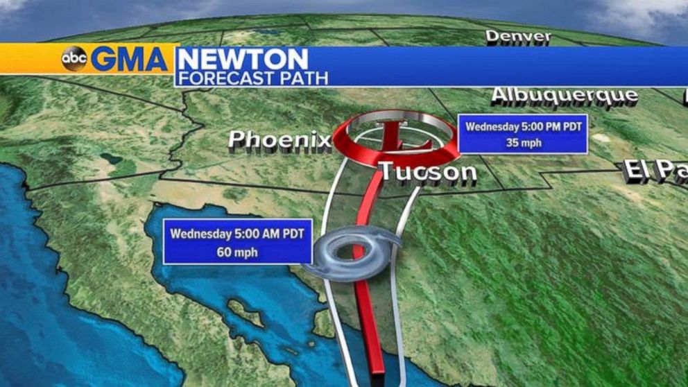 PHOTO: A map showing Tropical Storm Newton is seen here.