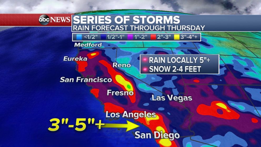 PHOTO: Additional rain expected across California through Thursday.