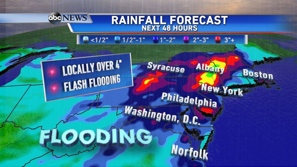 PHOTO: Rainfall forecast through Wednesday, locally over 4" of rain and flash flooding possible.