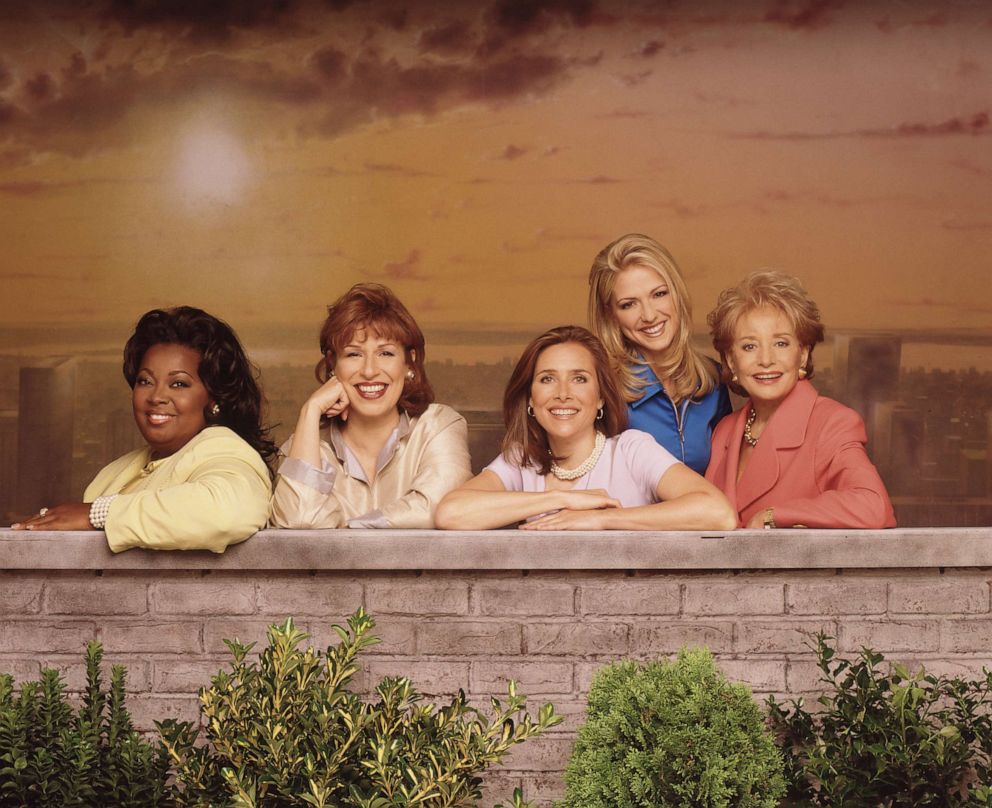 PHOTO: The original hosts of "The View" are seen here from left, Star Jones, Joy Behar, Meredith Vieira, Debbie Matenopoulos and Barbara Walters.