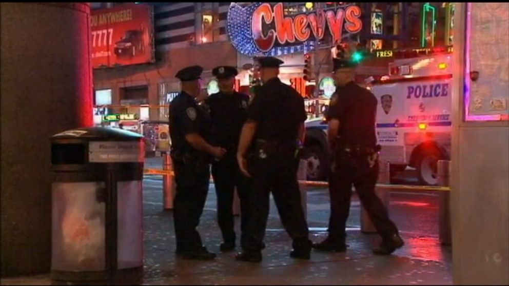 Two innocent bystanders are recovering after they were accidentally shot by NYPD officers firing at an emotionally disturbed man in Times Square Saturday night. 