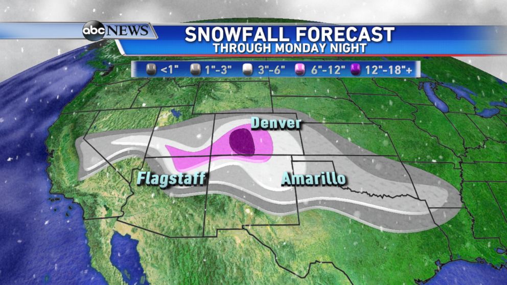 PHOTO: The highest snowfall totals through Monday are expected across western Colorado.